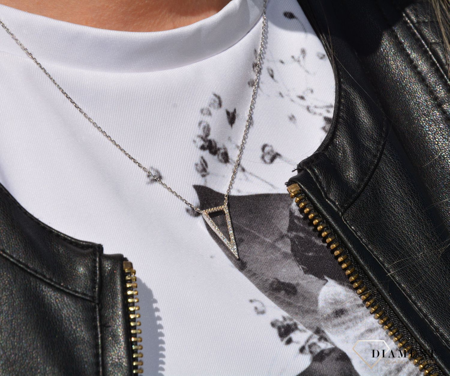 Naszyjnik srebrny trójkąt z cyrkonią Dall'Acqua N FF 051.JPG